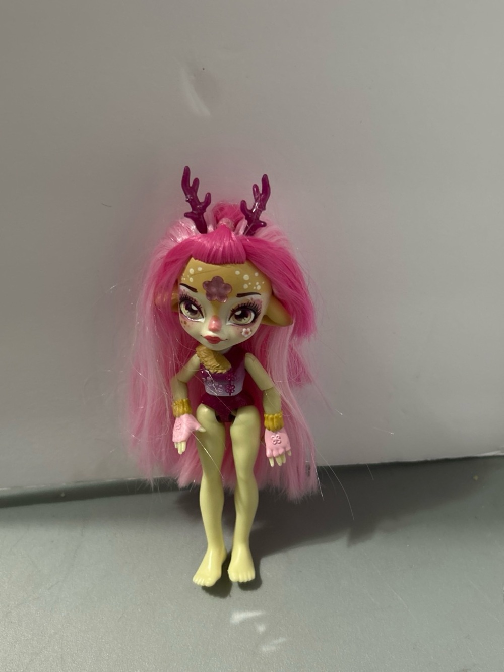 Pink-Haired Deer Fantasy Doll with Green Skin for Kids